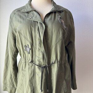 CAbi Hanson Anorak #3371 Utility Embellished Applique Jacket-XL